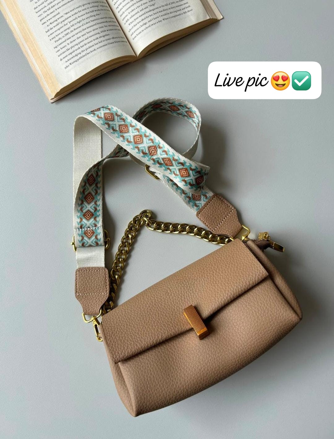 Chain Sling Bag for Women | Gold Chain + Boho Strap | 3 Colors