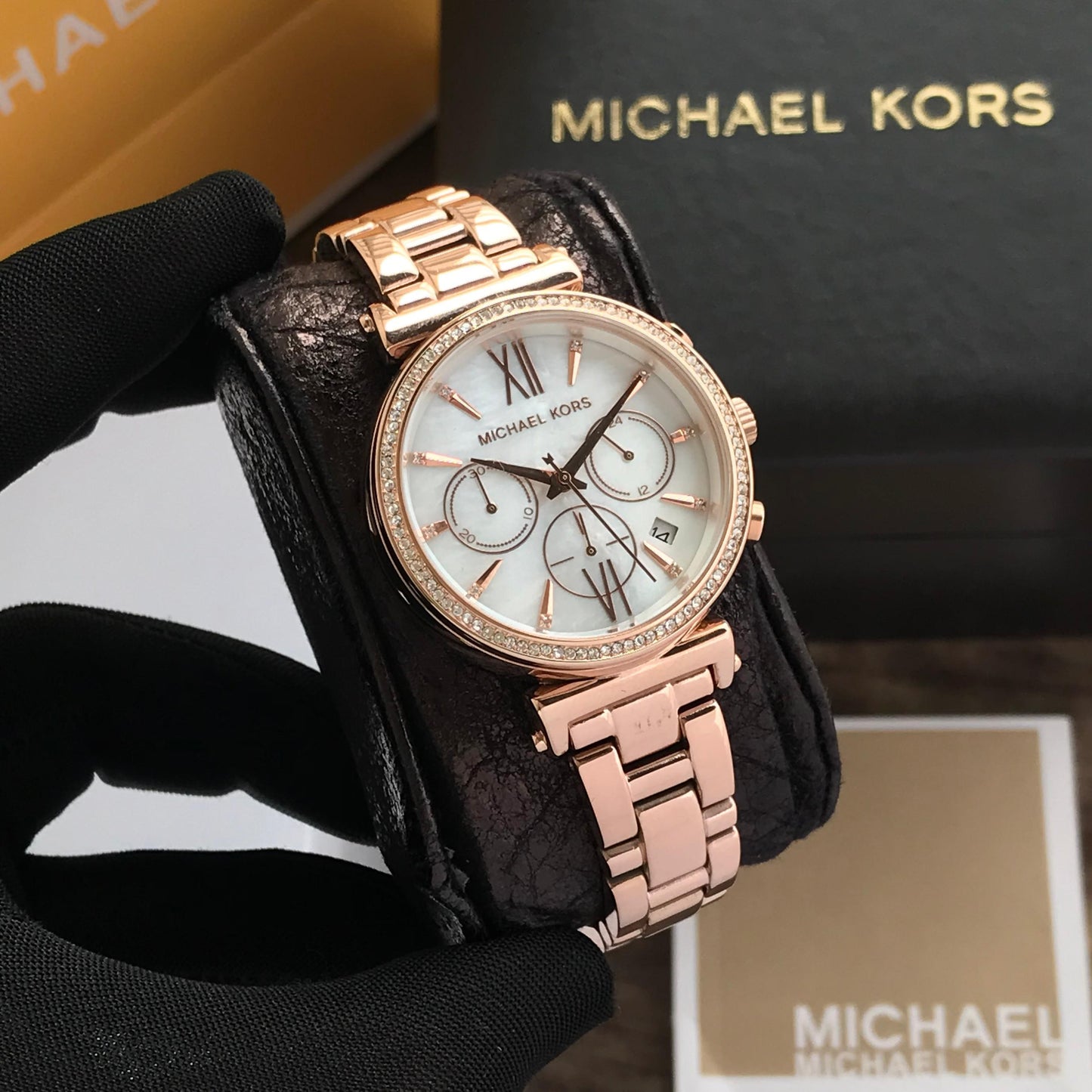 Michale Kors Sofie rose gold chronograph watch