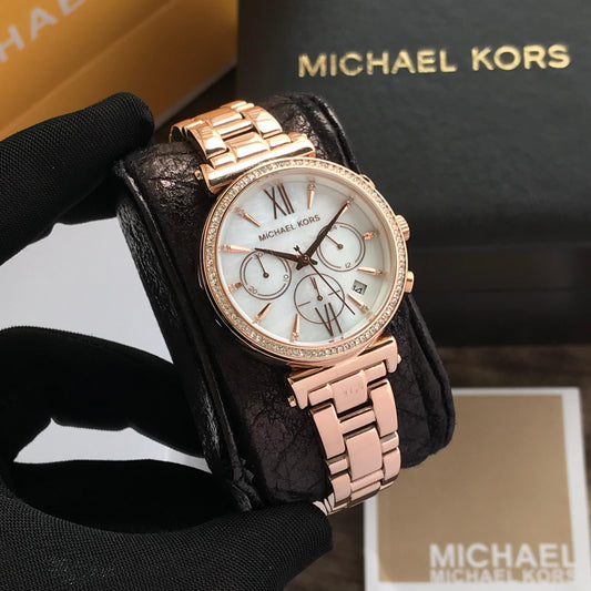 Michale Kors Sofie rose gold chronograph watch