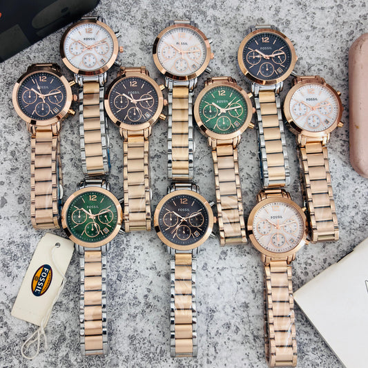 Fossil Her Collection | Rose Gold Chronograph Watch | 10 Dial Colors
