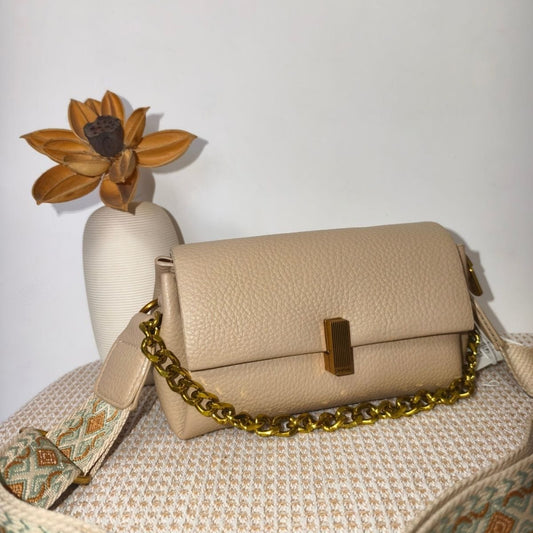 Chain Sling Bag for Women | Gold Chain + Boho Strap | 3 Colors