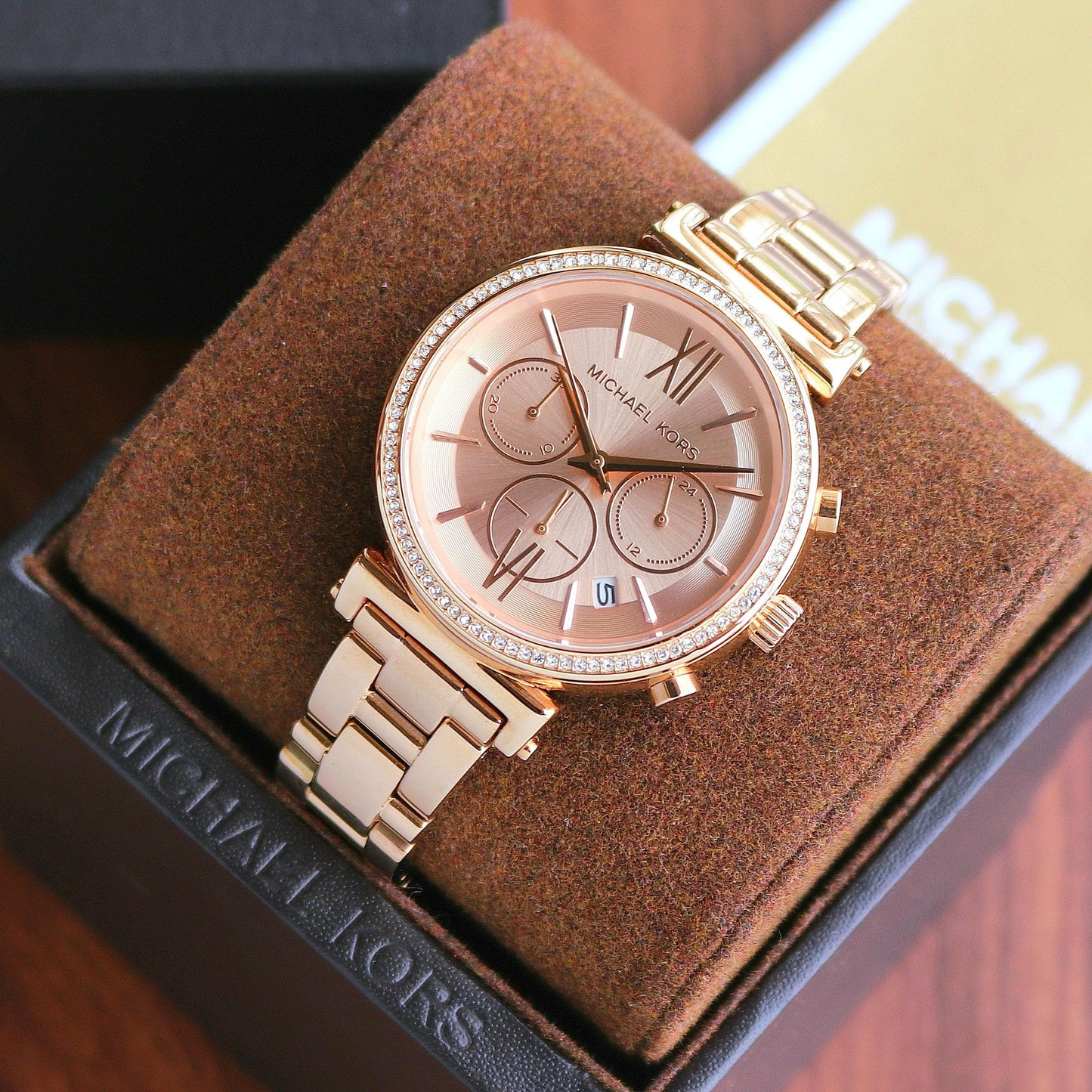 Michale Kors Sofie rose gold chronograph watch