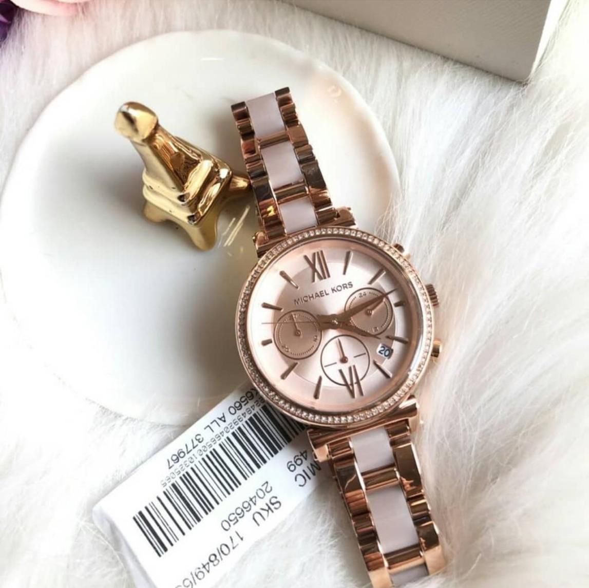 Michale Kors Sofie rose gold chronograph watch