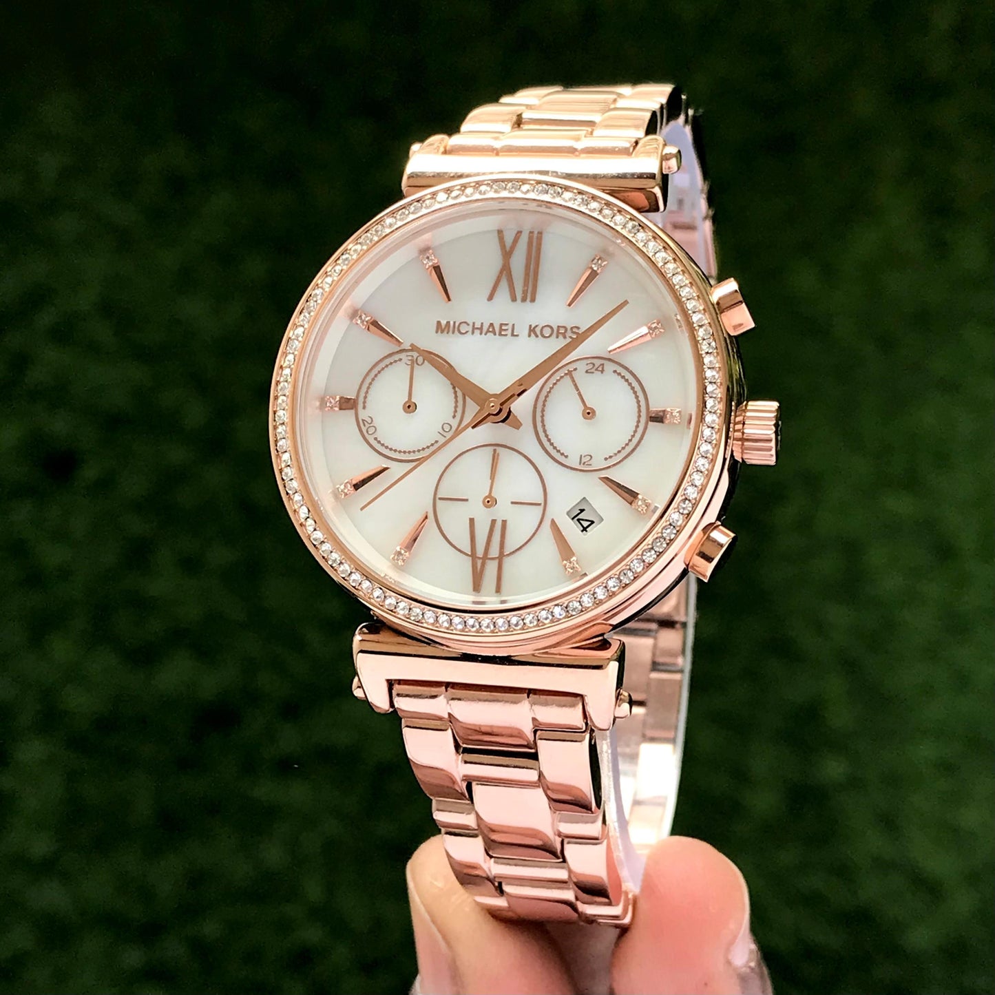 Michale Kors Sofie rose gold chronograph watch