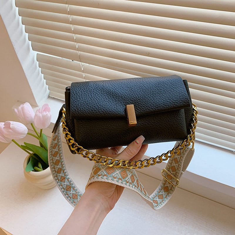 Chain Sling Bag for Women | Gold Chain + Boho Strap | 3 Colors