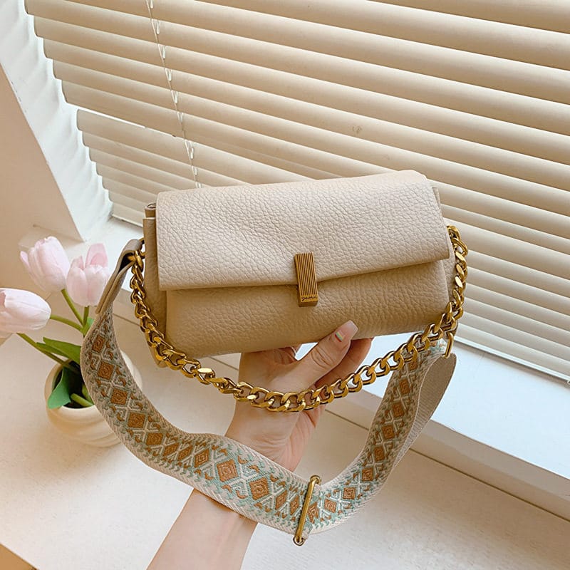 Chain Sling Bag for Women | Gold Chain + Boho Strap | 3 Colors