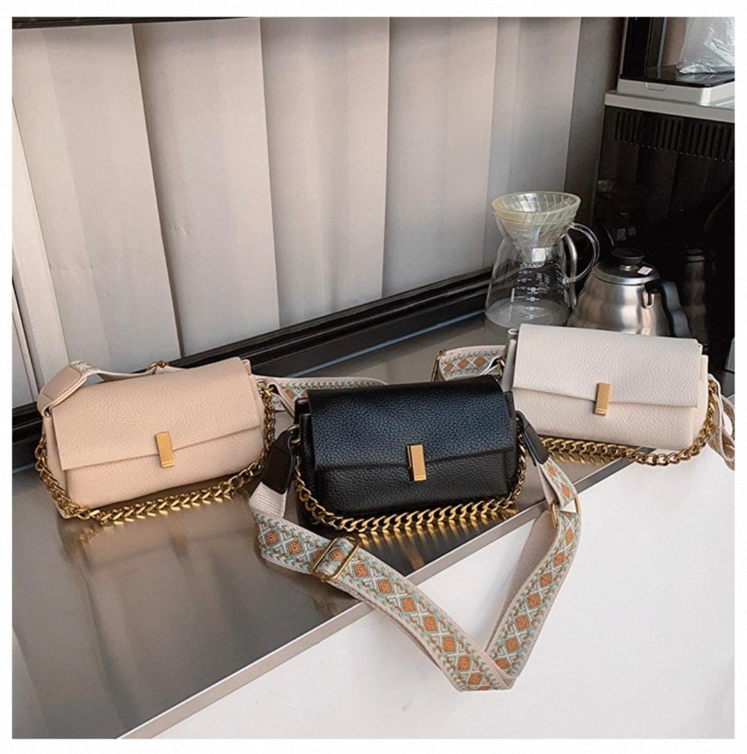 Chain Sling Bag for Women | Gold Chain + Boho Strap | 3 Colors