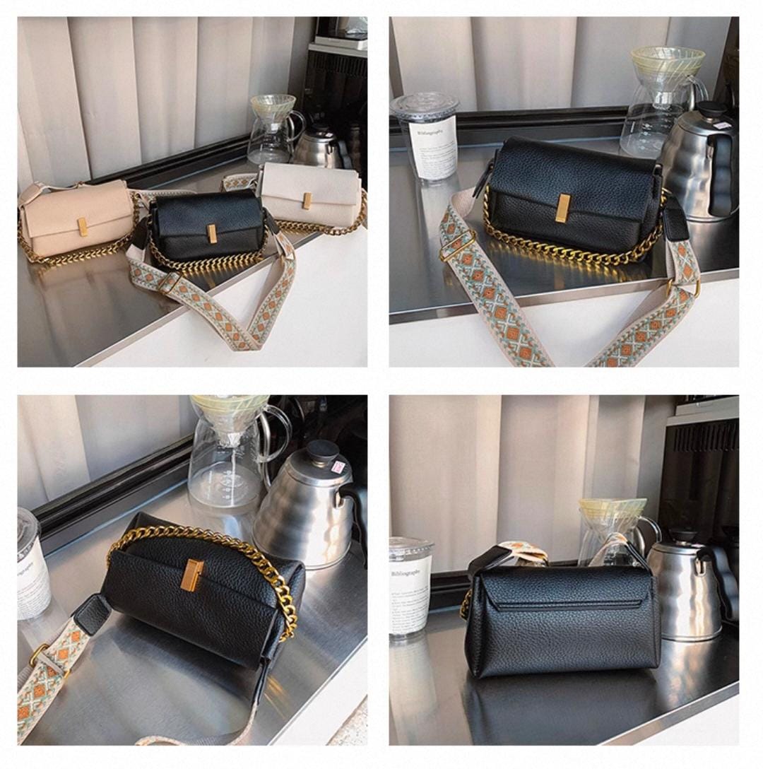 Chain Sling Bag for Women | Gold Chain + Boho Strap | 3 Colors