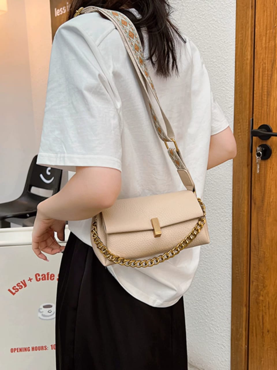 Chain Sling Bag for Women | Gold Chain + Boho Strap | 3 Colors