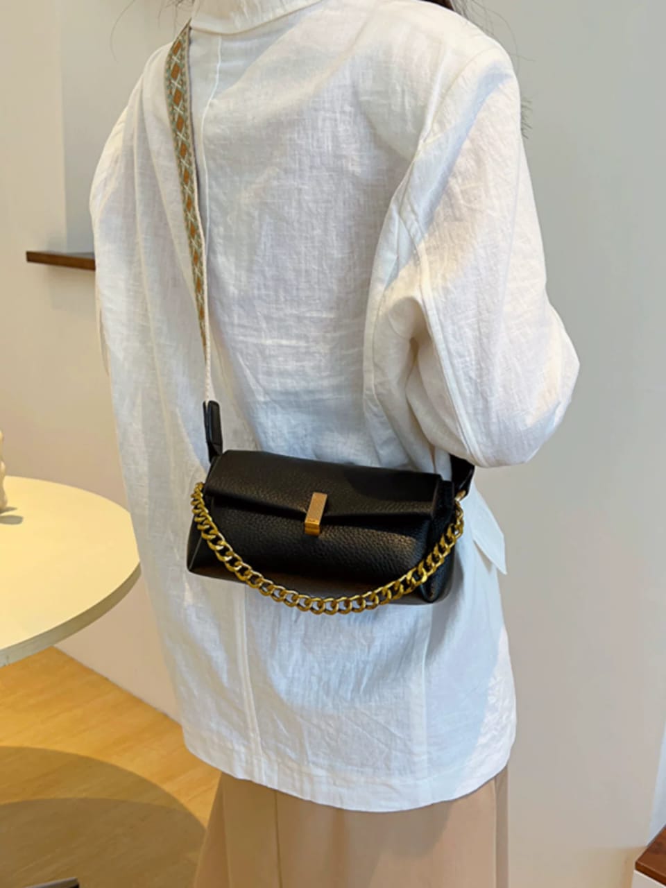 Chain Sling Bag for Women | Gold Chain + Boho Strap | 3 Colors