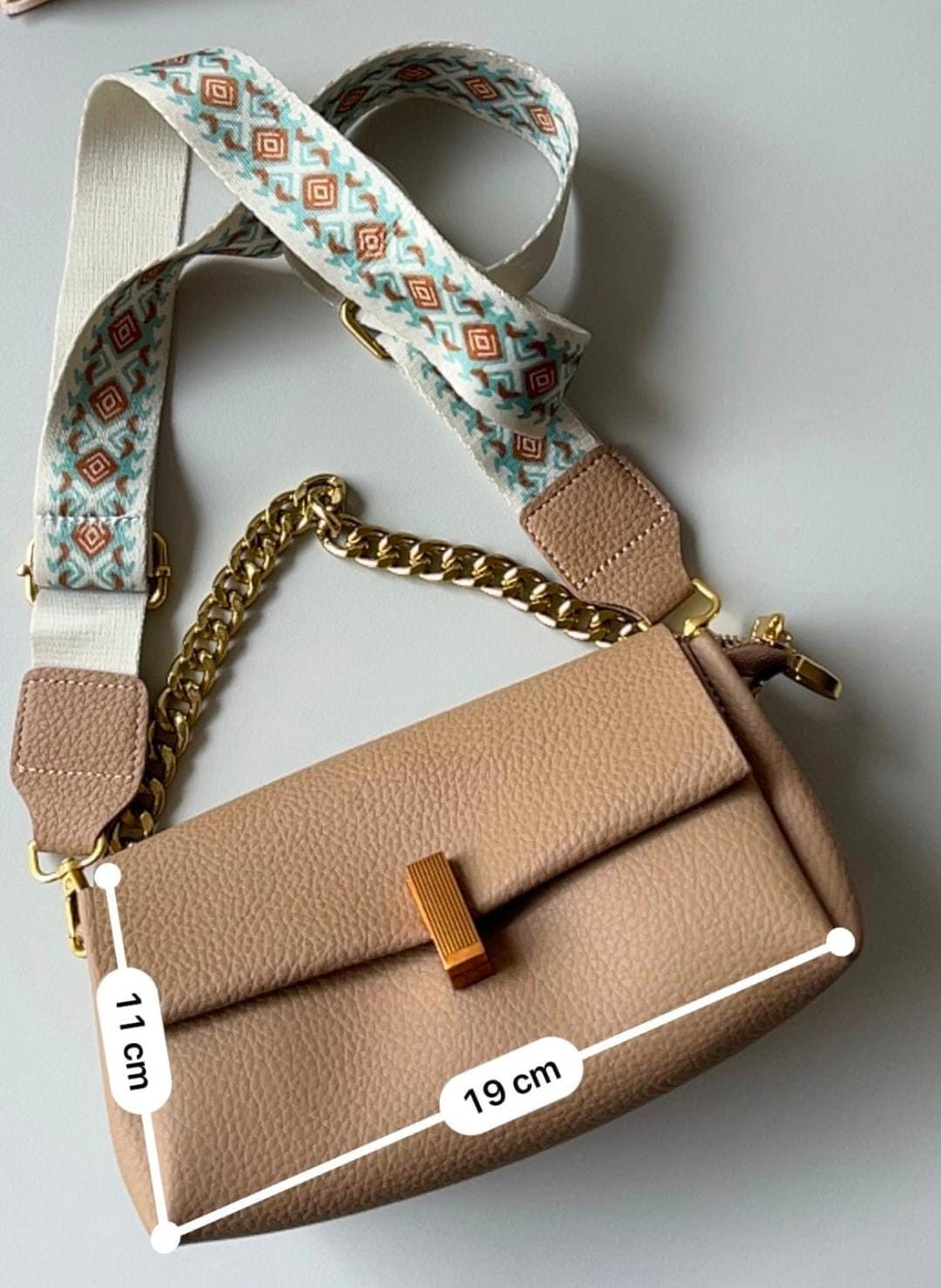 Chain Sling Bag for Women | Gold Chain + Boho Strap | 3 Colors