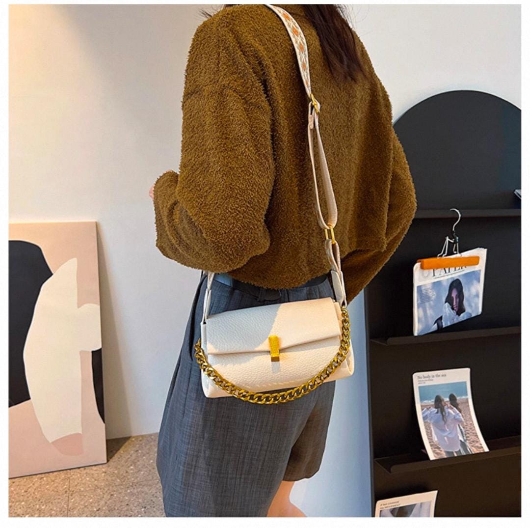 Chain Sling Bag for Women | Gold Chain + Boho Strap | 3 Colors