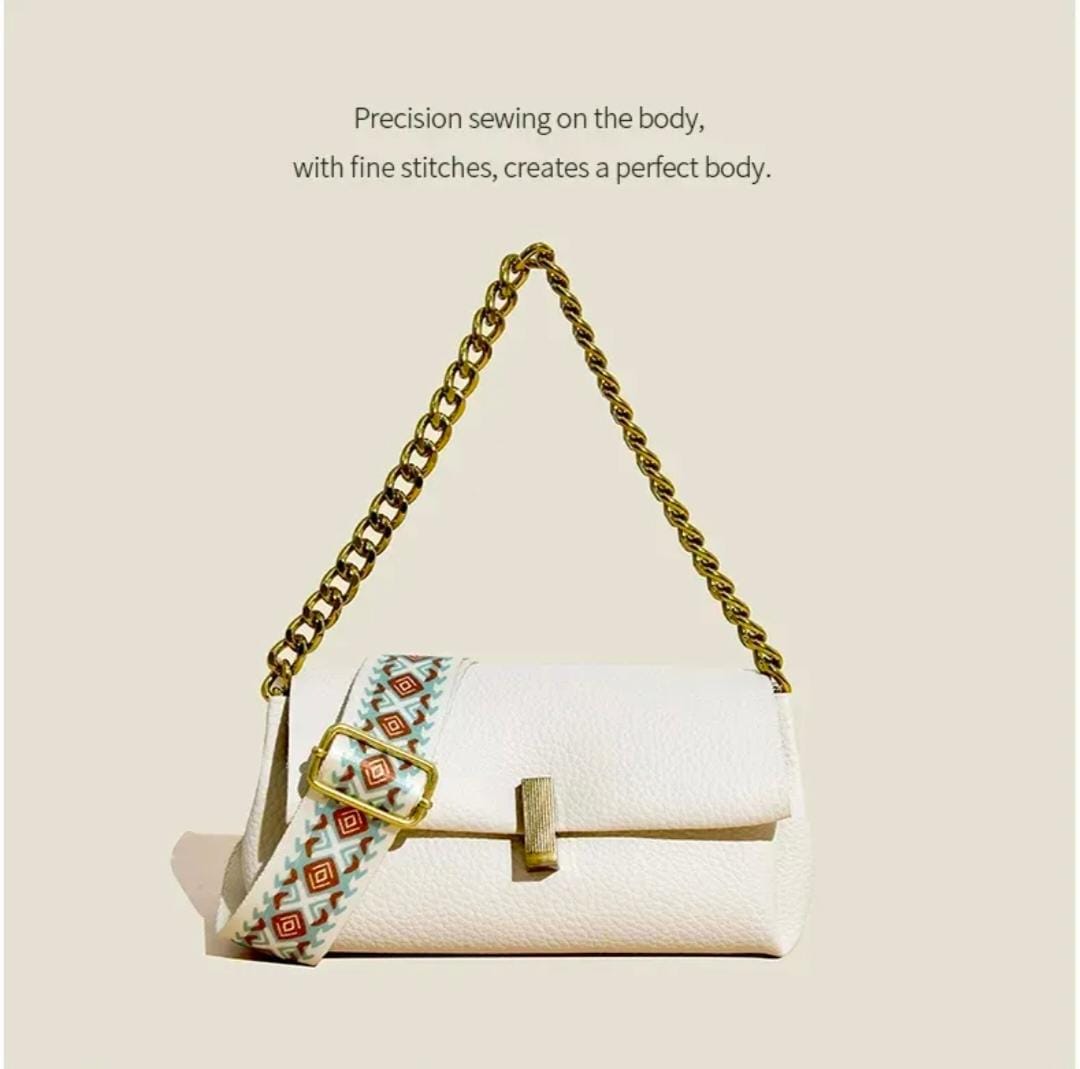Chain Sling Bag for Women | Gold Chain + Boho Strap | 3 Colors